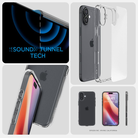 SPIGEN CASE ULTRA HYBRID DO IPHONE 16 Z OCHRONĄ NA TYŁ I BOKI PRZEZROCZYSTE