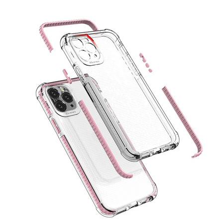 Spring Armor żelowy elastyczny pancerny pokrowiec z kolorową ramką do iPhone 12 mini różowy