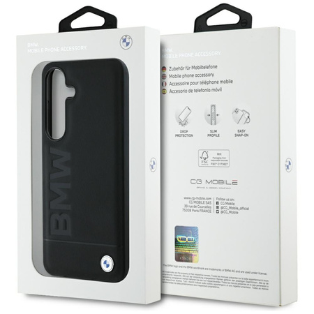 Etui BMW Leather Big Wordmark do Samsung Galaxy S25+ czarny