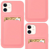 Card Case silikonowe etui portfel z kieszonką na kartę dokumenty do iPhone 12 różowy