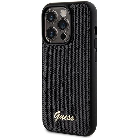 Etui Guess Sequin Script Metal na iPhone 13 Pro / 13 - czarne