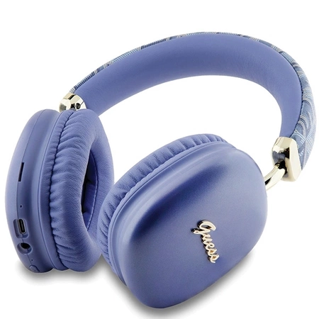 Słuchawki nauszne Bluetooth Guess GCube Metallic Script Logo - fioletowe