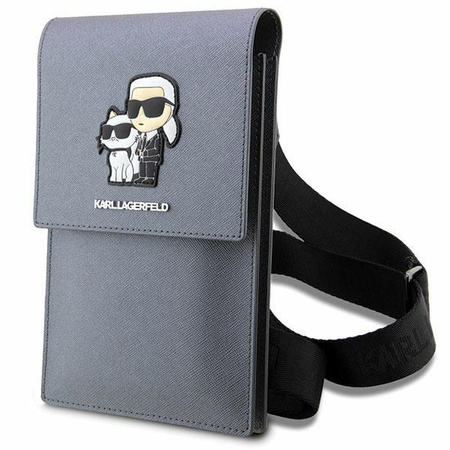 Etui Karl Lagerfeld Torebka KLWBSAKCPMG - srebrne Saffiano Karl&Choupette