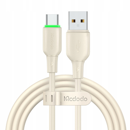 MCDODO USB-C FAST CHARGING CABLE FOR SAMSUNG XIAOMI TYPE C 6A 100W 1M LED BEIGE