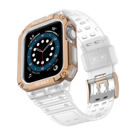 Protect Strap Band opaska z etui do Apple Watch 7 / 6 / 5 / 4 / 3 / 2 / SE (45 / 44 / 42mm) obudowa pancerny pokrowiec na zegarek różowy