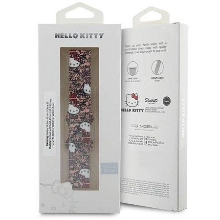 Pasek Hello Kitty Silicone Tags Graffiti uniwersalny 22mm - różowy