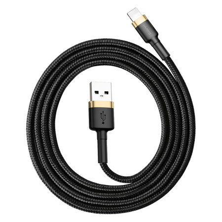 Baseus Cafule Cable wytrzymały nylonowy kabel przewód USB / Lightning QC3.0 2.4A 1M czarno-złoty (CALKLF-BV1)