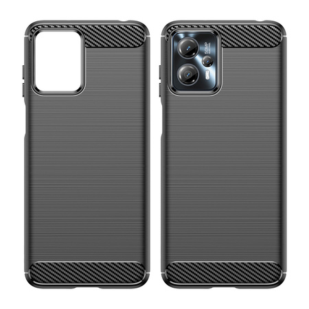 Carbon Case etui do Motorola Moto G53 / G13 elastyczny silikonowy karbonowy pokrowiec czarne