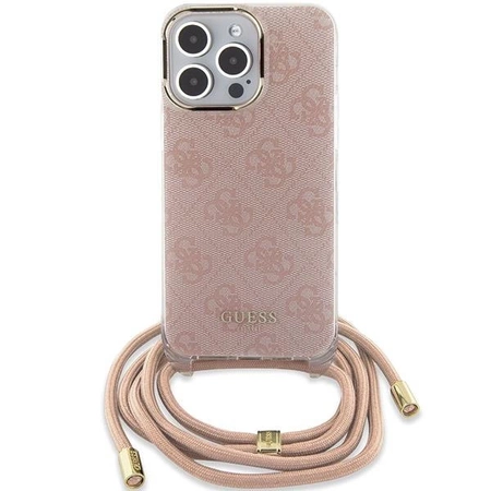 Etui Guess Crossbody Cord 4G Print na iPhone 15 Pro - różowe
