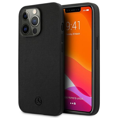 Mercedes MEHCP13LMBLBK iPhone 13 Pro / 13 6,1" czarny/black hardcase Leather Meshed Metal Logo