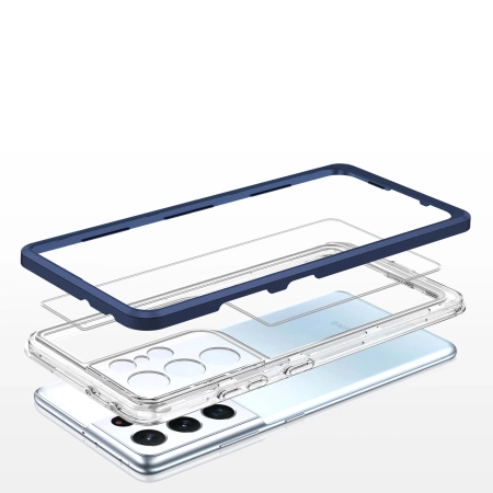 HURTEL POKROWIEC CLEAR 3IN1 DO SAMSUNG GALAXY S23 ULTRA Z RAMKĄ SILIKONOWY