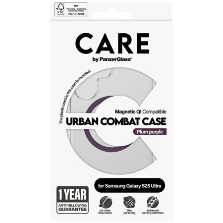 Etui CARE by PanzerGlass Flagship Urban Combat Purple QI do Samsung Galaxy S25 Ultra - przezroczysty