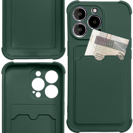 Card Armor Case etui pokrowiec do iPhone 13 mini portfel na kartę silikonowe pancerne etui Air Bag zielony