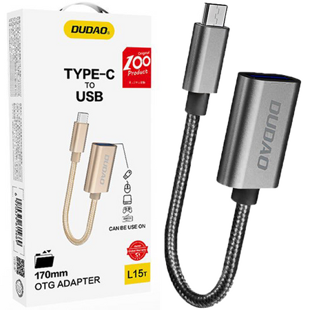 Dudao adapter przejściówka kabel OTG z USB 2.0 na micro USB szary (L15M)