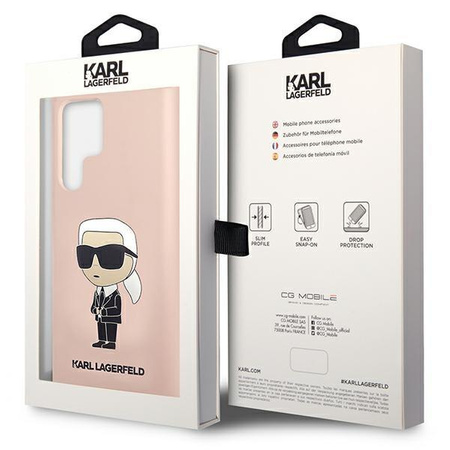 Etui Karl Lagerfeld KLHCS23LSNIKBCP Sam S23 Ultra S918 hardcase - różowe Silicone Ikonik