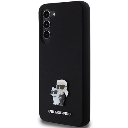 Etui Karl Lagerfeld Silicone Karl&Choupette Metal Pin na Samsung Galaxy S23+ - czarne