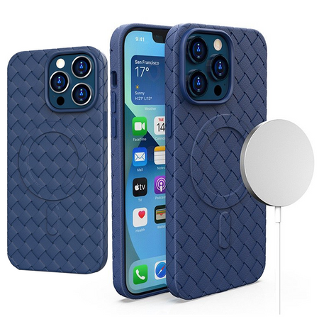 Plecione etui MagSafe Woven Case do iPhone 14 Pro Max - granatowe
