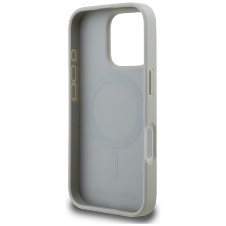Etui Karl Lagerfeld Grained Pattern &    Logo MagSafe do iPhone 16 Pro szary