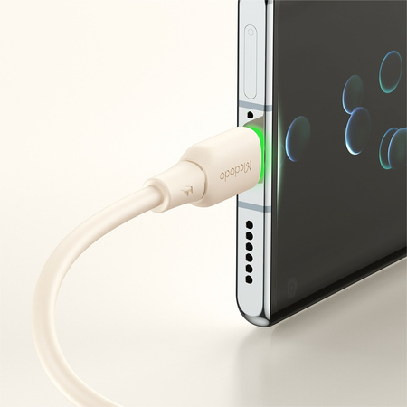 MCDODO KABEL USB-C SZYBKIE ŁADOWANIE DO SAMSUNG APPLE USB TYP C 65W 1M LED BEŻOWY