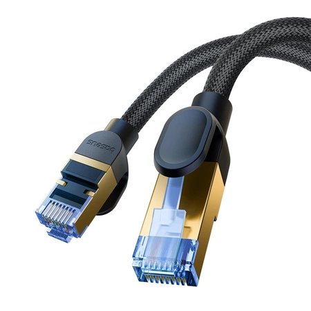 Baseus szybki kabel internetowy RJ45 cat.7 10Gbps 1m pleciony czarny