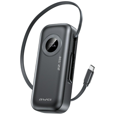AWEI POWERBANK 10000MAH DO TELEFONÓW Z KABLEM 22.5W DO SZYBKIEGO ŁADOWANIA
