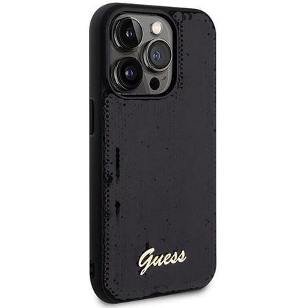 Etui Guess Sequin Script Metal na iPhone 13 Pro / 13 - czarne