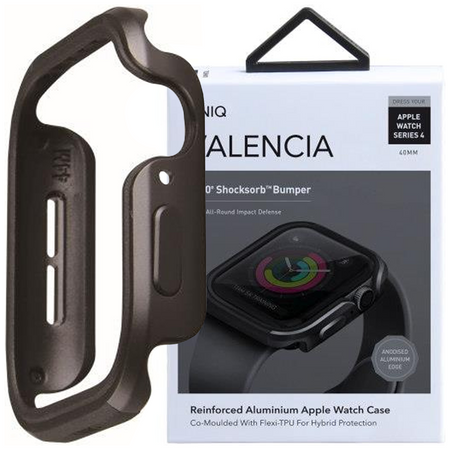 UNIQ etui Valencia Apple Watch Series 4/5/6/SE 40mm. szary/gunmetal grey