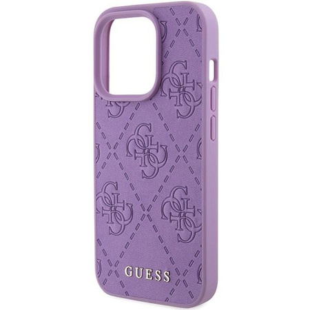 Etui Guess Leather 4G Stamped na iPhone 15 Pro - fioletowe