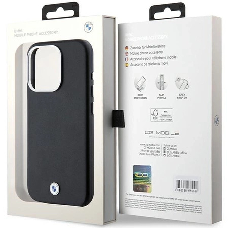 Etui BMW Signature Wrapped Metal MagSafe na iPhone 15 Pro - czarne