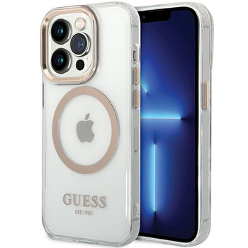 Guess GUHMP15LHTRMD iPhone 15 Pro 6.1złoty/gold hard case Metal Outline Magsafe