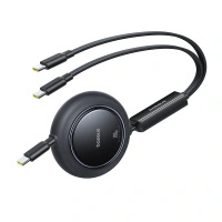 Kabel zwijany Baseus Free2Pull Mini 100W 3w1 USB-C - 2xUSB-C 1.2m - czarny