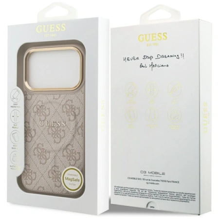 GUESS ETUI 4G PU CLASSIC LOGO MAGSAFE DO IPHONE 17 PRO CASE LUKSUSOWE