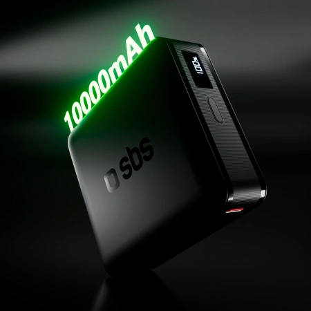 Powerbank SBS HD 30W 10000mAh USB-C z wyświetlaczem LCD - czarny
