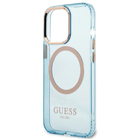 Guess GUHMP13LHTCMB iPhone 13 Pro / 13 6,1" niebieski/blue hard case Gold Outline Translucent MagSafe