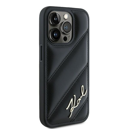 KARL LAGERFELD ETUI HARDCASE DO IPHONE 15 PRO 6.1 Z DIAGONAL QUILTED SCRIPT