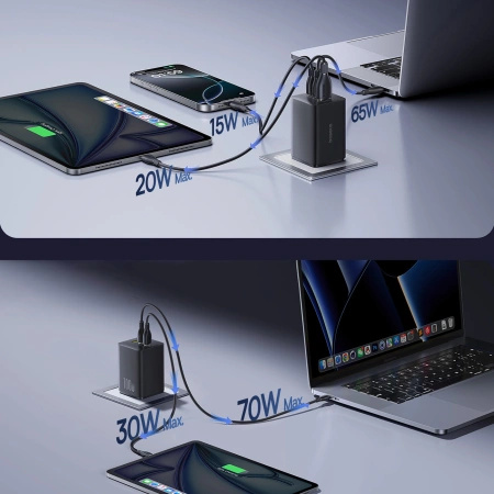 Ładowarka sieciowa Baseus EnerFill FE11 100W 2 x USB-C + USB-A - czarna