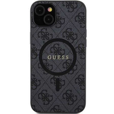 Etui Guess 4G Collection Leather Metal Logo MagSafe na iPhone 15 / 14 / 13 - czarne