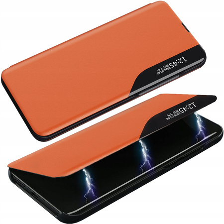 Eco Leather View Case elegancki futerał etui z klapką i funkcją podstawki iPhone 13 mini pomarańczowy