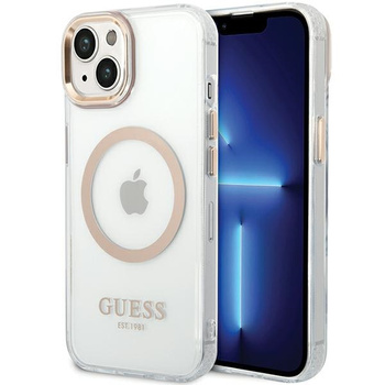 Guess GUHMP15MHTRMD iPhone 15 Plus/ 14 Plus 6.7 złoty/gold hard case Metal Outline Magsafe