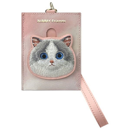 Nimmy Zestaw 3w1 torebka na telefon +    portfel + etui na lokalizator różowy/pink Big Eyed Pet 2.0 Cat