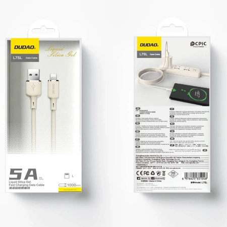 DUDAO KABEL USB-A DO LIGHTNING 1M 5A DO IPHONE 11 12 13 14 15 WYSOKA JAKOŚĆ