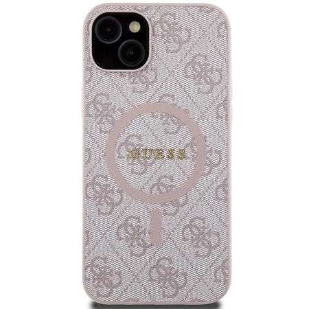 Etui Guess 4G Collection Leather Metal Logo MagSafe na iPhone 14 / 15 / 13 - różowe