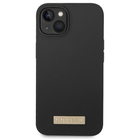 Guess GUHMP14MSBPLK iPhone 14 Plus 6,7" czarny/black hard case Silicone Logo Plate MagSafe