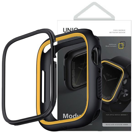 UNIQ etui Moduo Apple Watch Series  4/5/6/7/8/SE/SE2 44/45mm czarny-musztardowy/midnight-mustard