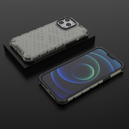 HURTEL ETUI PANCERNE HONEYCOMB Z ŻELOWĄ RAMKĄ DO IPHONE 13 PRO MAX
