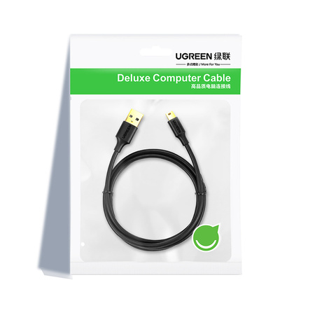 Ugreen 5-pinowy pozłacany kabel USB - mini USB 0,25m czarny (US132)