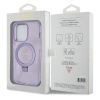 Etui Guess Ring Stand Script Glitter MagSafe na iPhone 14 Pro - fioletowe
