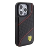 Etui Ferrari Perforated Waves Metal Logo na iPhone 15 Pro - czarne
