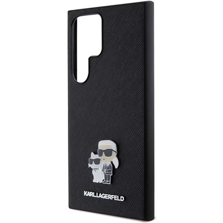 Etui Karl Lagerfeld Saffiano Karl&Choupette Metal Pin na Samsung Galaxy S24 Ultra - czarne
