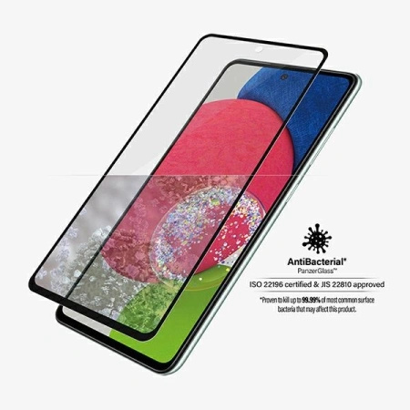 Szkło PanzerGlass E2E Microfracture antybakteryjne na Samsung Galaxy A52 / A52 5G / A53 5G - z czarną ramką